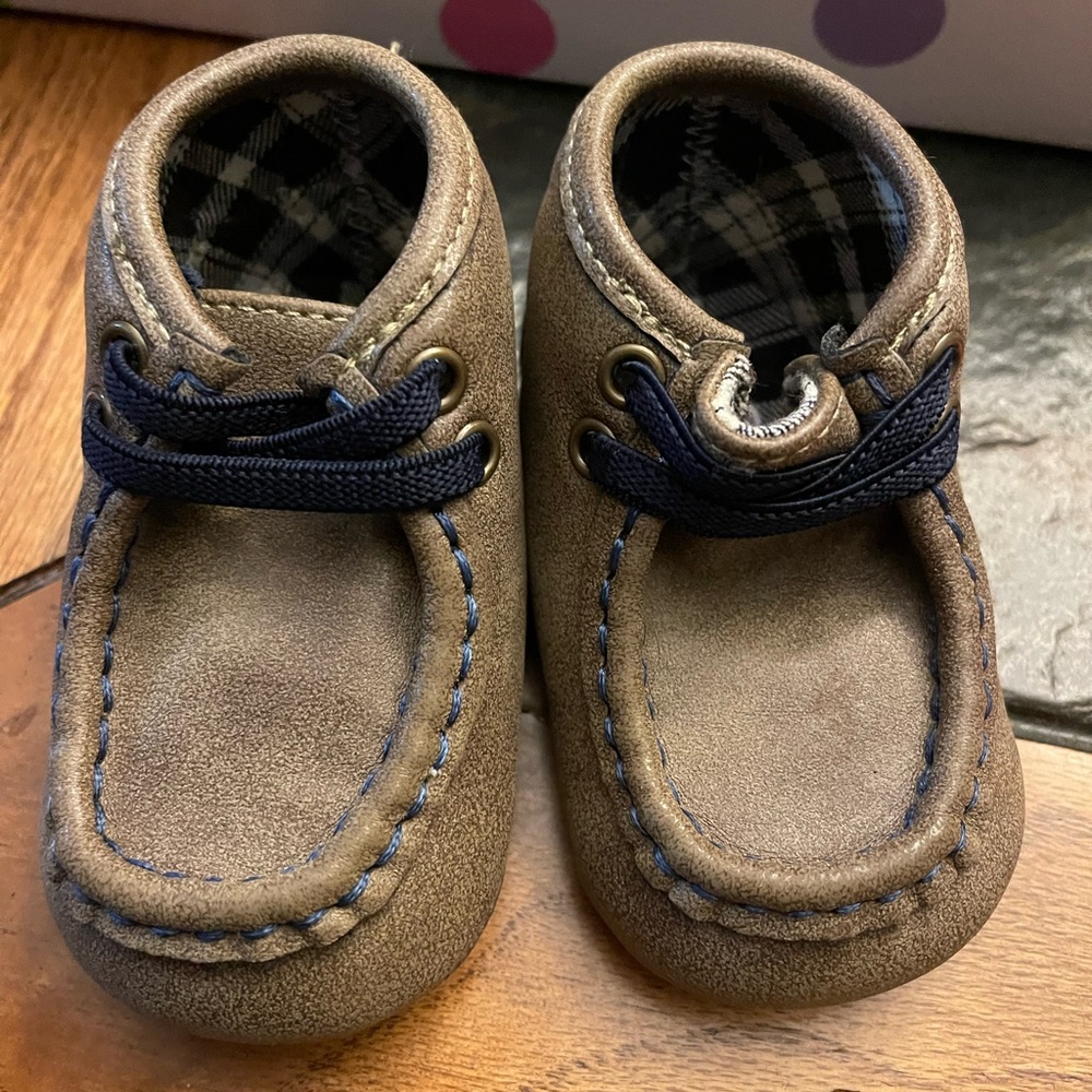 Double barrel Brown Kids Moccasin Shoes